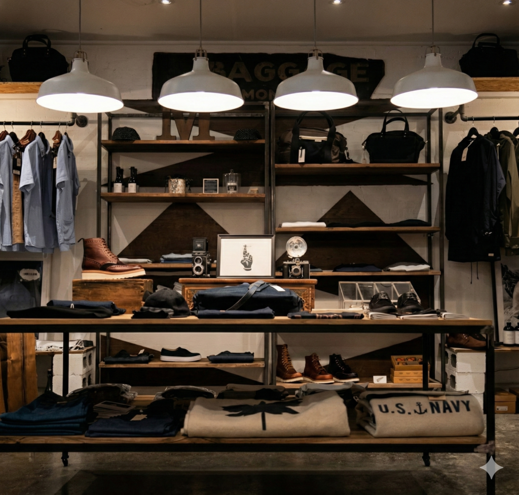 Intérieur d'une boutique physique et e-commerce de prêt-à-porter moderne, illustrant un projet global réalisé par notre agence de création de site web et agence SEO pour maximiser la visibilité en ligne et les ventes.